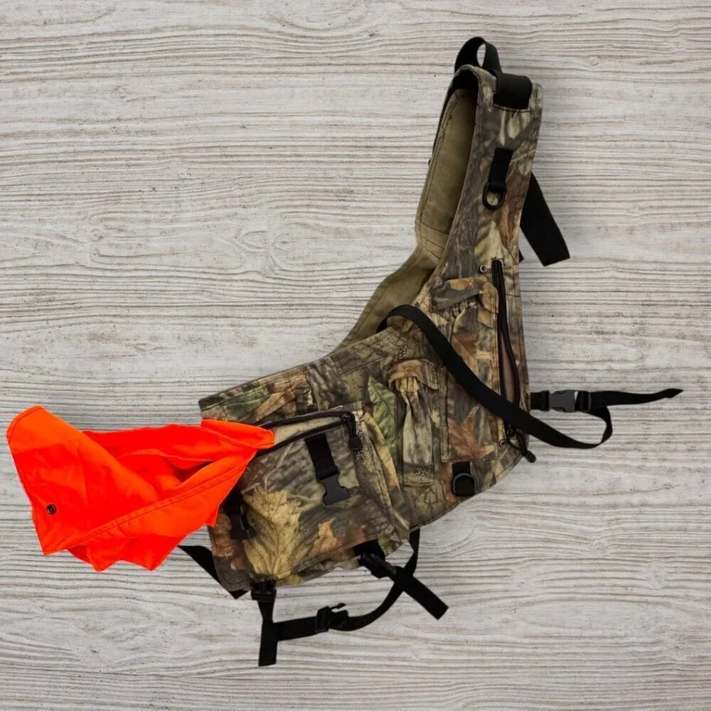 Camo Hunting Vest Adjustable Outdoor Pack Realtree Style Gear Bag Blaze Orange